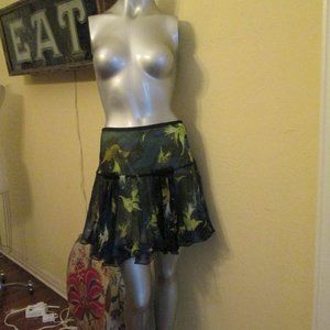 Diane Von Furstenberg Flirty Flounce Skirt Blue Green S M